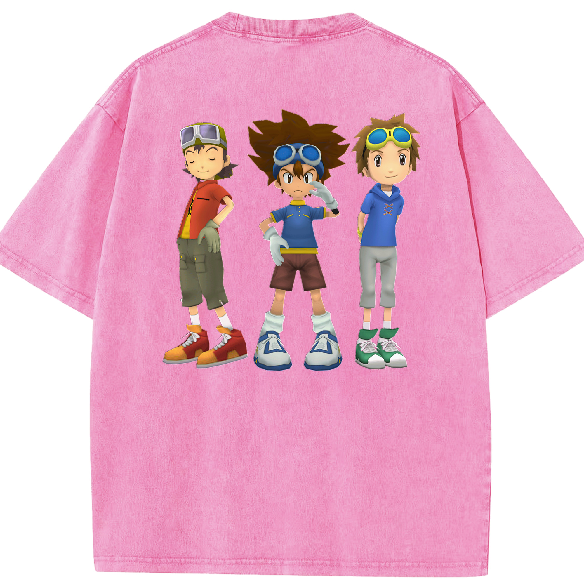 （画像用） Digimon デジタルモンスター/デジモン 綿100% ヴィンテージ風 半袖Tシャツ（背面プリント）